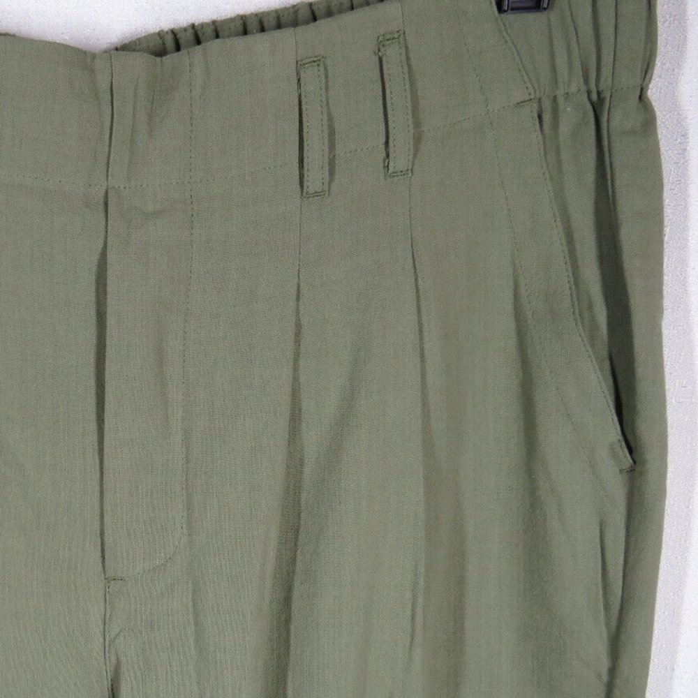 Halara Size XL Olive Lightweight Cotton Pleated Pull On Pants, Pockets - Picture 7 of 14